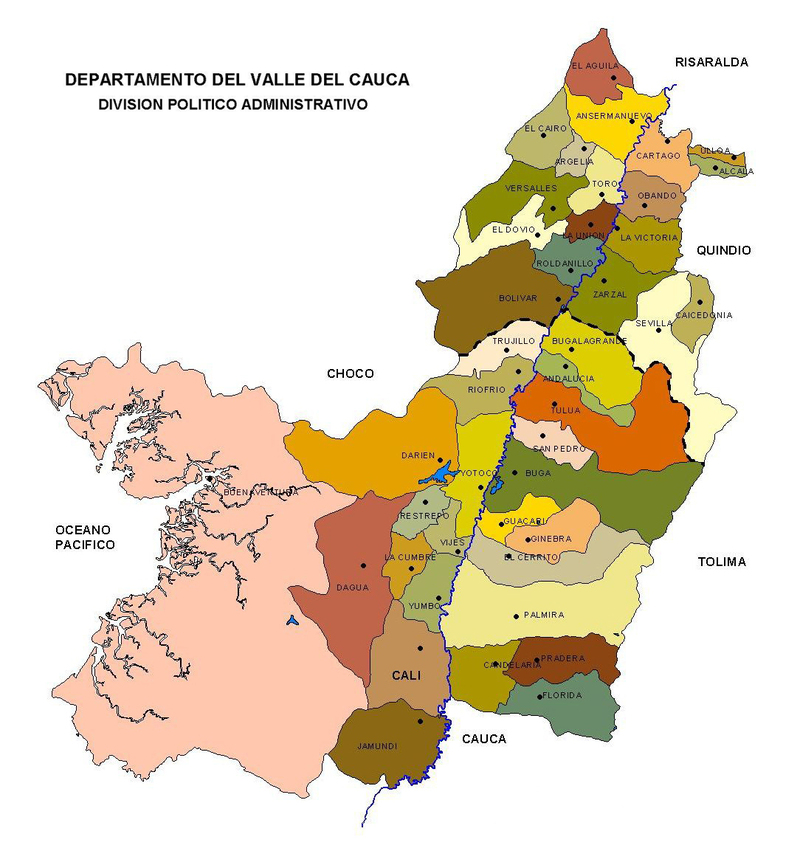 Mapa del Valle del Cauca - Festivallenews